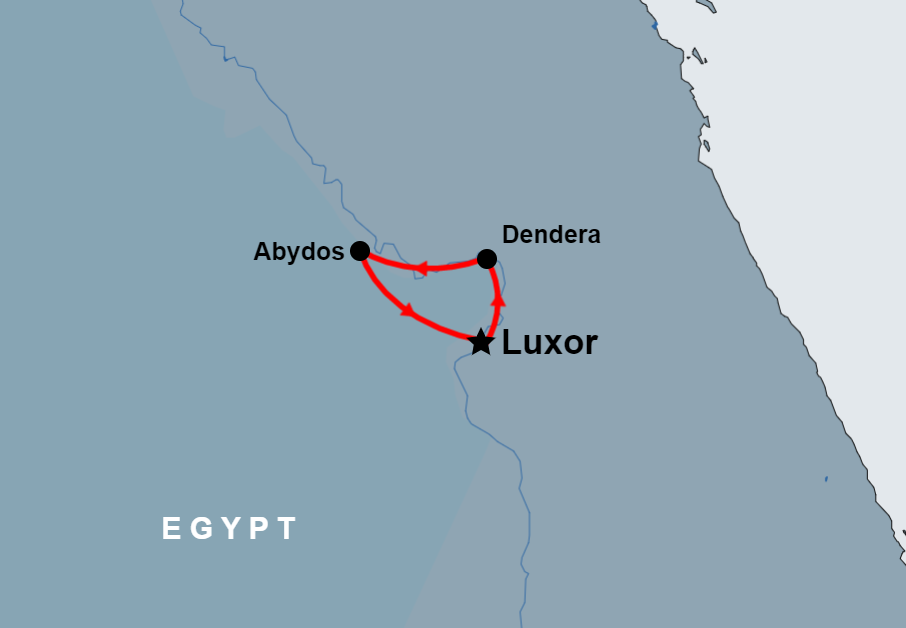 Private tour to Danderah and Abydos from Luxor map Private tour to Danderah and Abydos from Luxor map